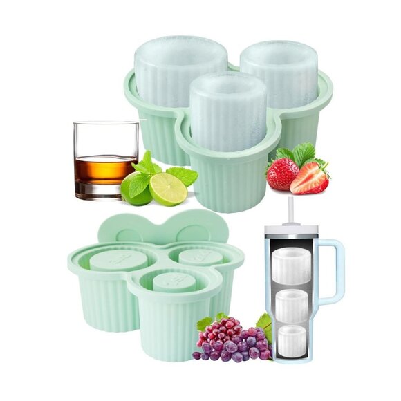 Silicone Ice Cube Mold-3 Cylinder Large Ice Cubes for Freezer - Picture 1 of 6